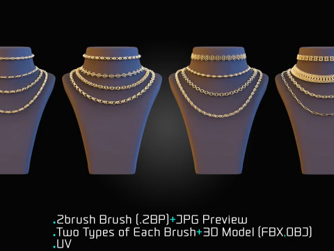 101 IMM Chain Curve Brushes for ZBrush-Vol-1 3D Model