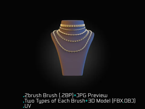 101 IMM Chain Curve Brushes for ZBrush-Vol-1 3D Model