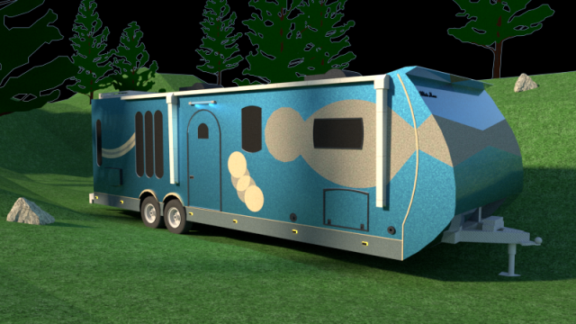travel trailer white horse vray render 3D Model .c4d .max .obj .3ds .fbx .stl .blend 
