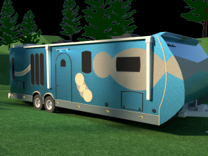 travel trailer white horse vray render 3D Model