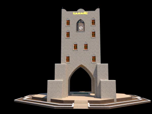 Torre Al-nahdah salalah baixo poli Modelo 3D