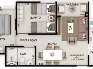 Modern apartment plan house with accessories 3D Модель