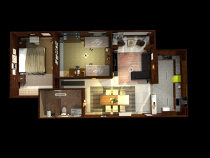 Modern apartment plan house with accessories 3D Модель