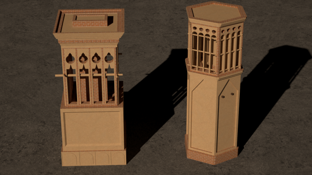 Wind towers 3D 模型 .c4d .max .obj .3ds .fbx .stl .blend 