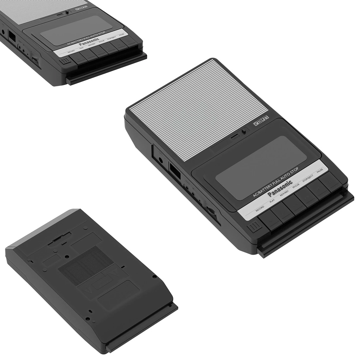 Panasonic RQ-2102 Cassette Recorder 3D Model .c4d .max .obj .3ds .fbx .stl .blend 