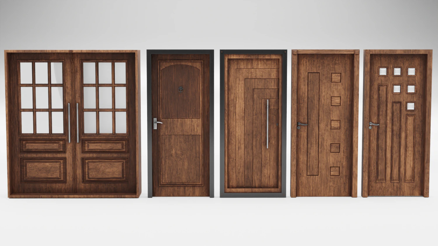 Wooden door Pack 4K 3D Model .c4d .max .obj .3ds .fbx .stl .blend 