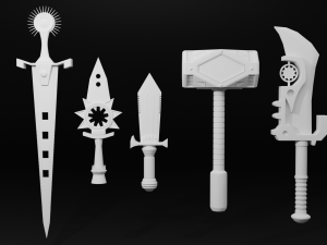 Pack Sword Low Poly Modello 3D