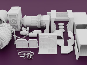 Spaceship Pack Parts 3D Model