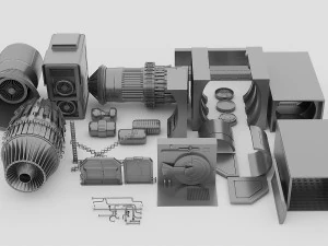 Spaceship Pack Parts 3D Model