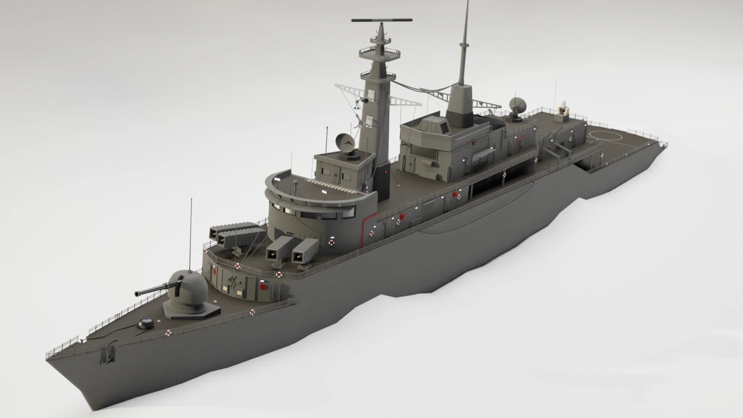 Type 21 Frigate Battleship 3D Model .c4d .max .obj .3ds .fbx .stl .blend 
