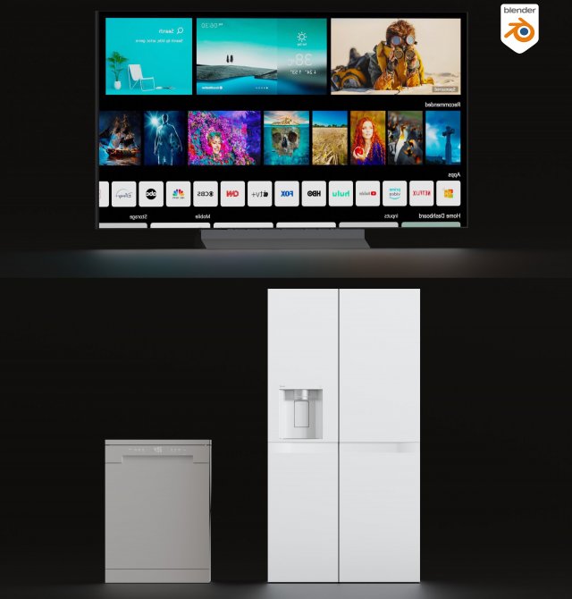 LG home appliances pack 3D Model .c4d .max .obj .3ds .fbx .stl .blend 