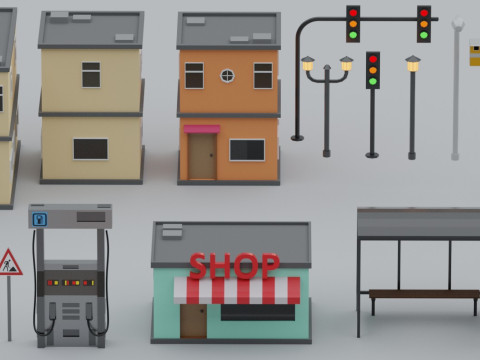 Lowpoly City Props Pack 3D 模型