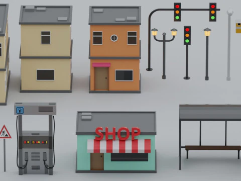 लोपोली सिटी प्रॉप्स पैक 3D मॉडल