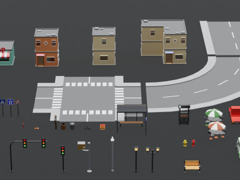 Lowpoly City Props Pack 3D 模型