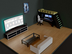 Bedroom gaming 3D Model