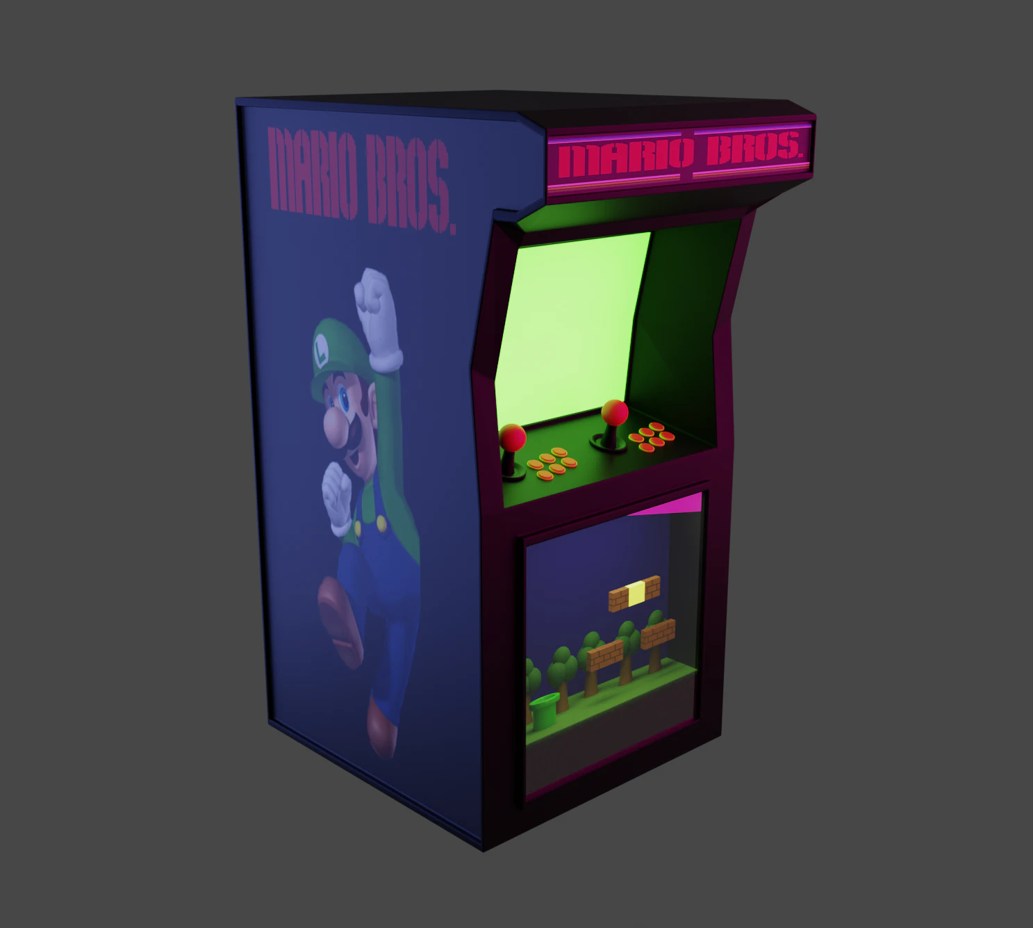 Arcade Mario 3D Model .c4d .max .obj .3ds .fbx .stl .blend 