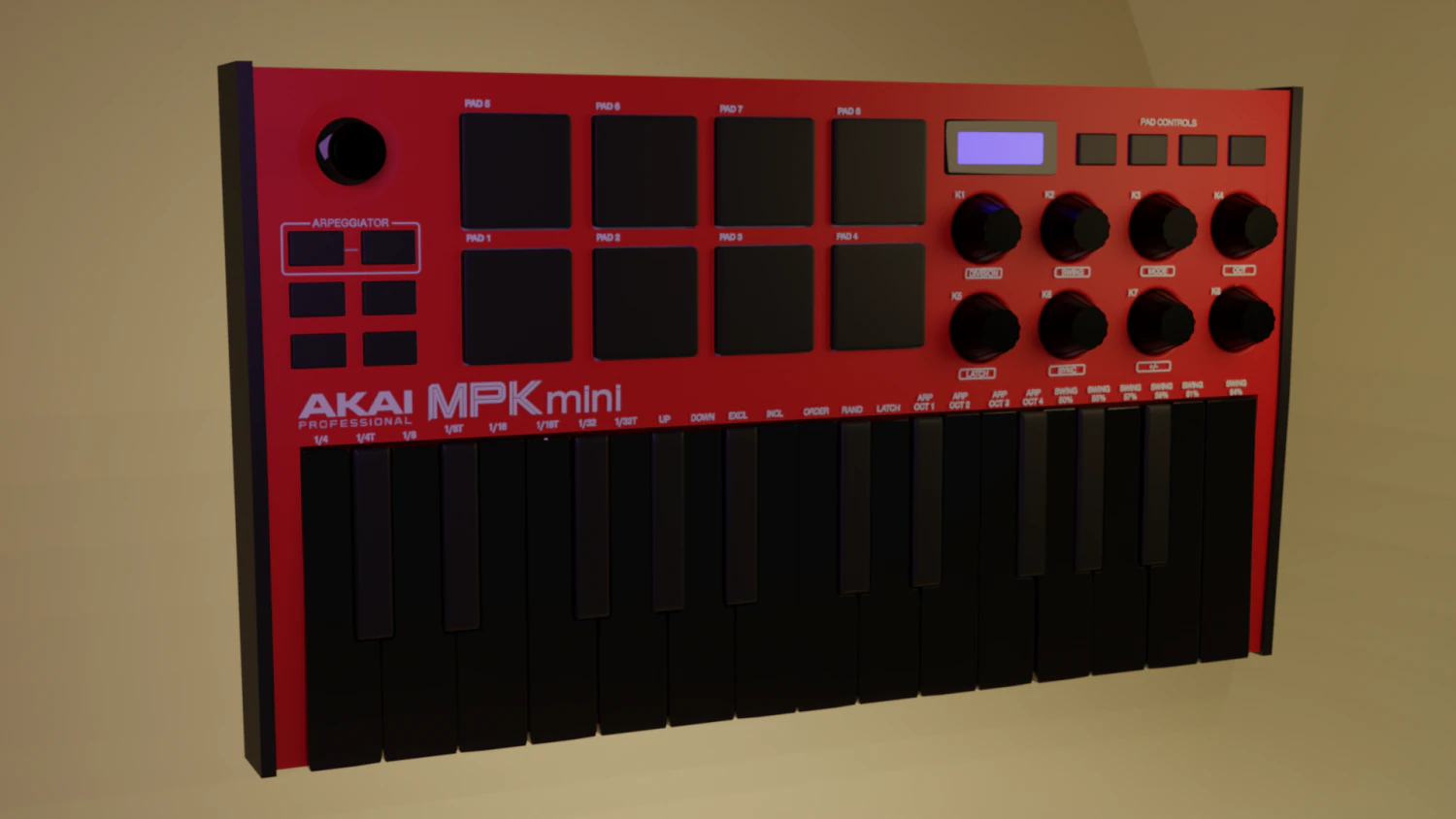 AKAI MPK MINI MK3 Controller MIDI 3D Model .c4d .max .obj .3ds .fbx .stl .blend 