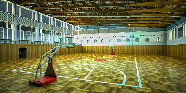 basketball gym 001 3D 모델 .c4d .max .obj .3ds .fbx .stl .blend 