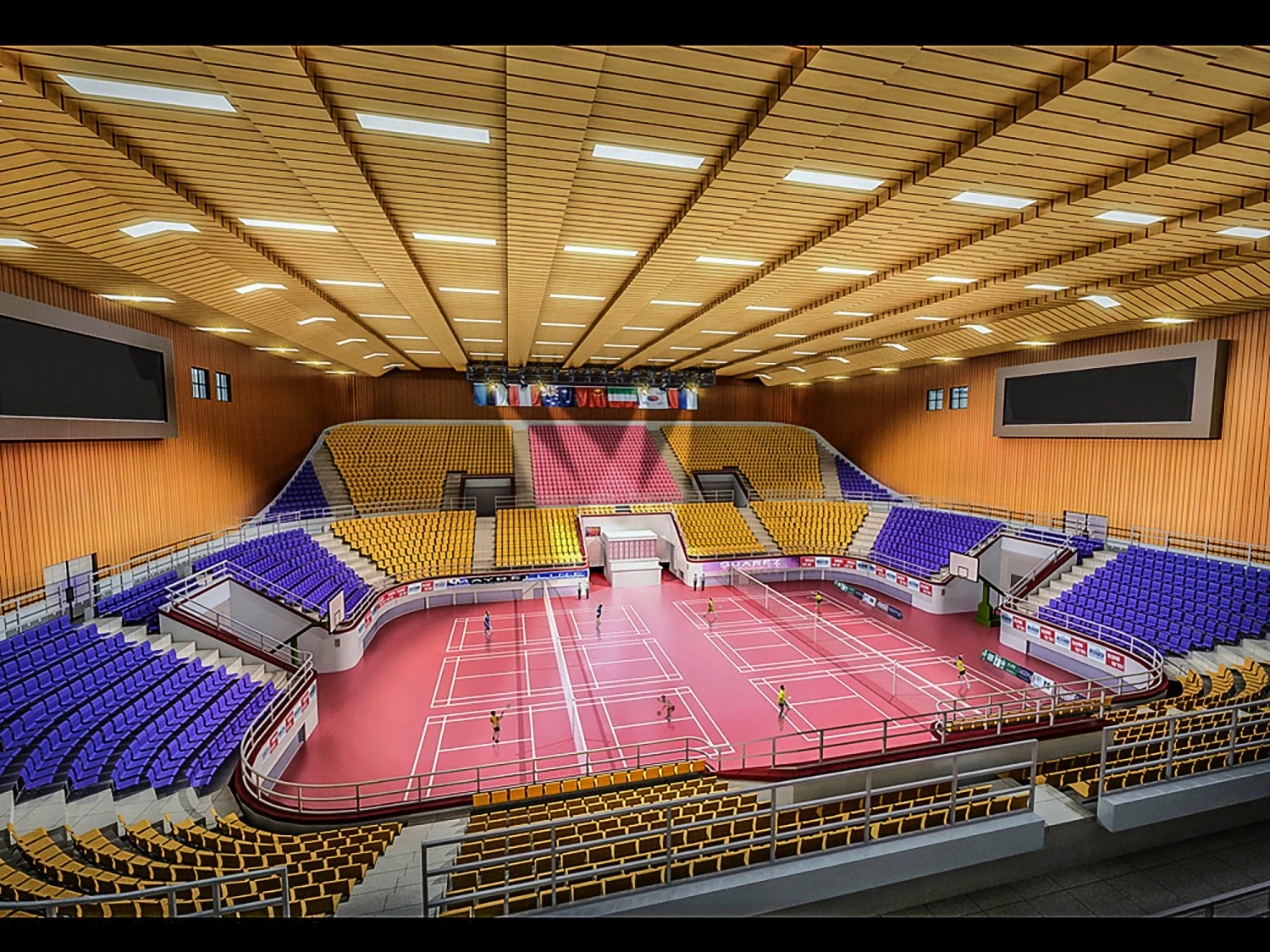 indoor badminton hall 001 3D Model .c4d .max .obj .3ds .fbx .stl .blend 