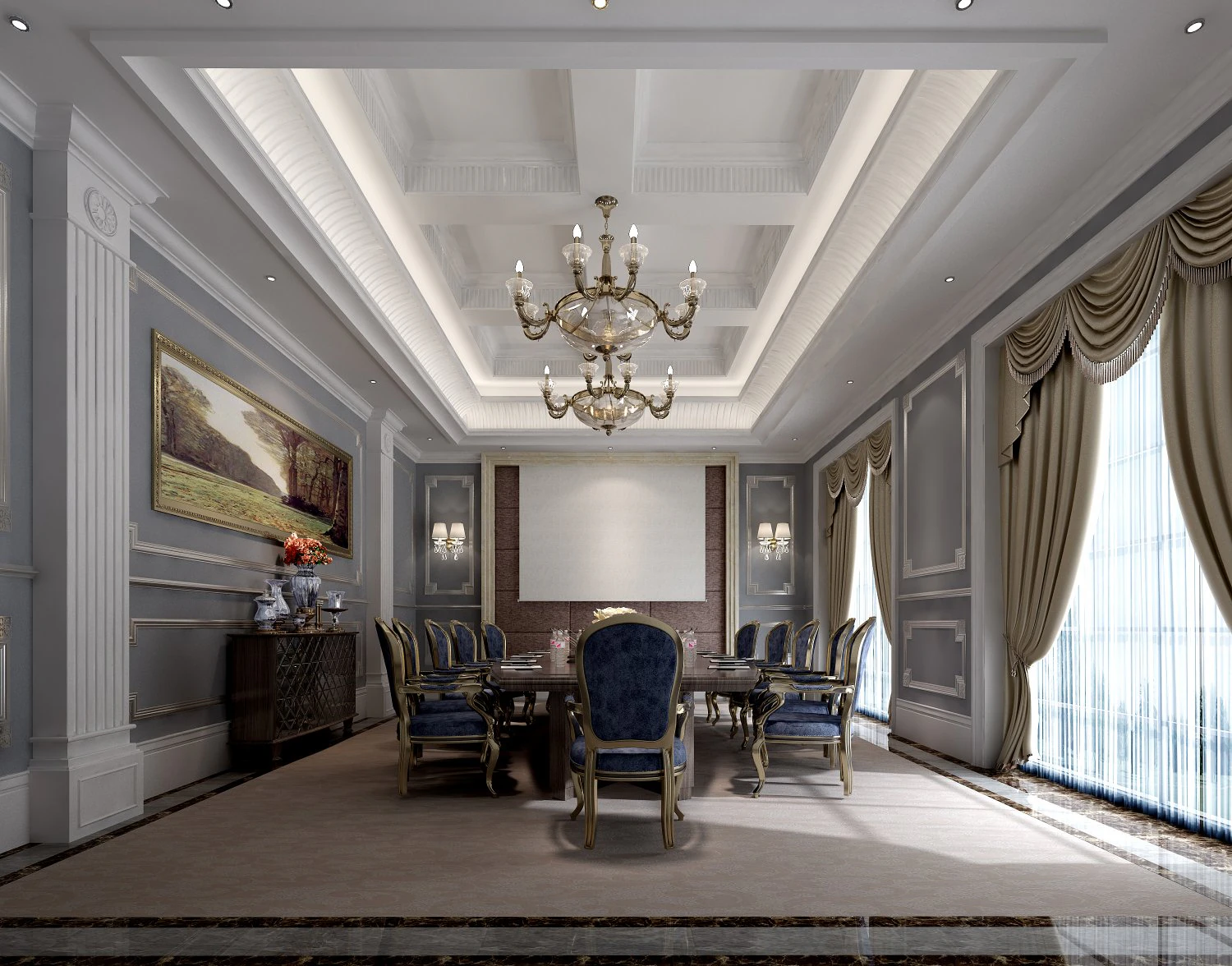 conference space 022 3D Model .c4d .max .obj .3ds .fbx .stl .blend