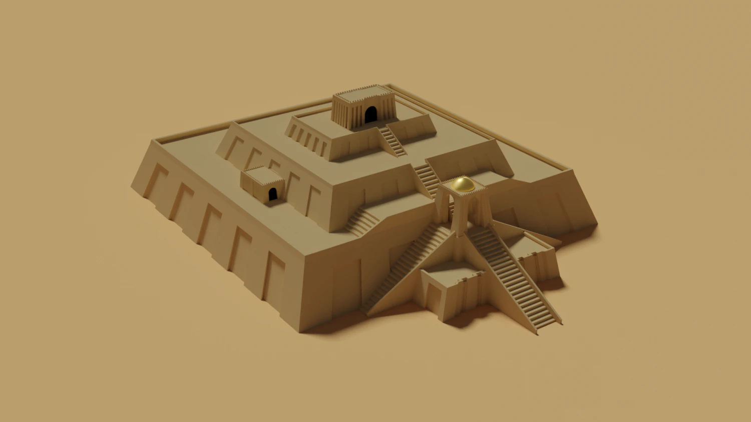 Ziggurat 3D Model .c4d .max .obj .3ds .fbx .stl .blend 