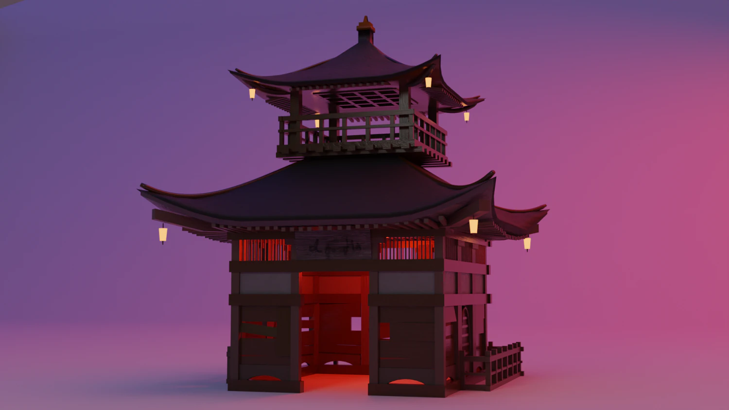 Fureai-Kannon-do hall Japanese Garden Structures Pavilions Low-poly 3D Model .c4d .max .obj .3ds .fbx .stl .blend 