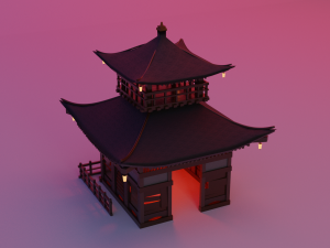 Fureai-Kannon-do hall Japanese Garden Structures Pavilions Low-poly Modelo 3D