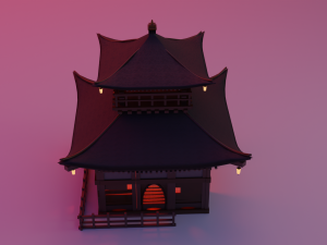 Fureai-Kannon-do hall Japanese Garden Structures Pavilions Low-poly Modelo 3D
