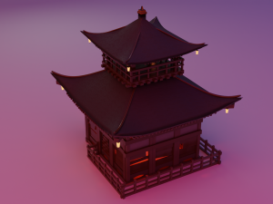 Fureai-Kannon-do hall Japanese Garden Structures Pavilions Low-poly Modelo 3D