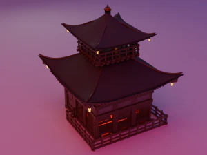 Fureai-Kannon-do hall Japanese Garden Structures Pavilions Low-poly 3D Model