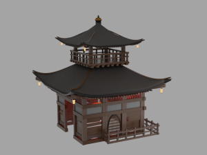 Fureai-Kannon-do hall Japanese Garden Structures Pavilions Low-poly Modelo 3D