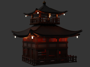 Fureai-Kannon-do hall Japanese Garden Structures Pavilions Low-poly Modelo 3D