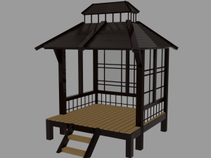 Japanese Garden Gazebo Structure Teahouse Viewing Pavilions Low-poly Model 3D