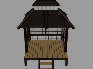 Japanese Garden Gazebo Structure Teahouse Viewing Pavilions Low-poly Model 3D