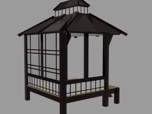 Japanese Garden Gazebo Structure Teahouse Viewing Pavilions Low-poly Model 3D
