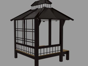 Japanese Garden Gazebo Structure Teahouse Viewing Pavilions Low-poly 3D Model