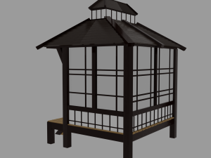 Japanese Garden Gazebo Structure Teahouse Viewing Pavilions Low-poly Model 3D