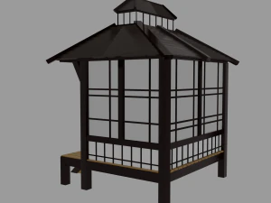 Japanese Garden Gazebo Structure Teahouse Viewing Pavilions Low-poly 3D Model