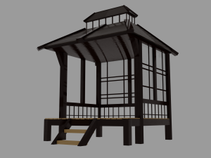 Japanese Garden Gazebo Structure Teahouse Viewing Pavilions Low-poly Model 3D