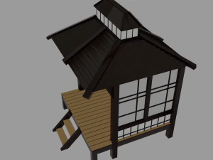 Japanese Garden Gazebo Structure Teahouse Viewing Pavilions Low-poly 3D Model