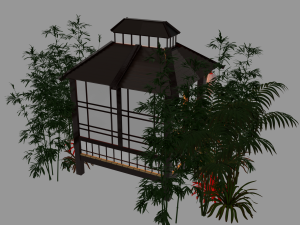 Japanese Garden Gazebo Structure Teahouse Viewing Pavilions Low-poly Model 3D