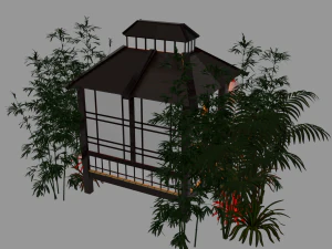 Japanese Garden Gazebo Structure Teahouse Viewing Pavilions Low-poly 3D Model
