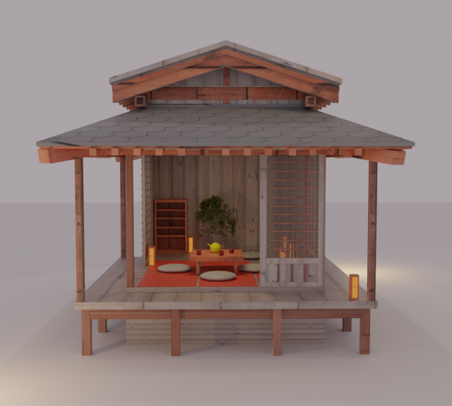 Japanese garden structures viewing pavilions 3D Модель .c4d .max .obj .3ds .fbx .stl .blend 