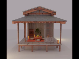 Estruturas de jardins japoneses vendo pavilh&otilde;es Modelo 3D