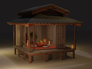 Japanese garden structures viewing pavilions 3D Модель