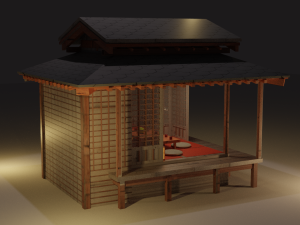 Japanese garden structures viewing pavilions 3D Модель