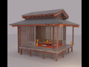 Japanese garden structures viewing pavilions 3D Модель