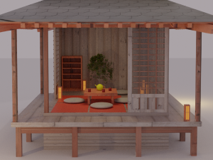 Japanese garden structures viewing pavilions 3D Модель
