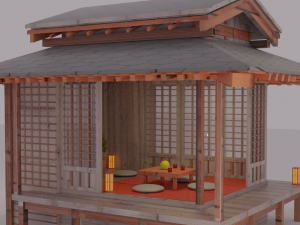 Japanese garden structures viewing pavilions 3D Модель