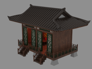 Japanese Teahouse Garden Structures Viewing Pavilions Low-poly Model 3D